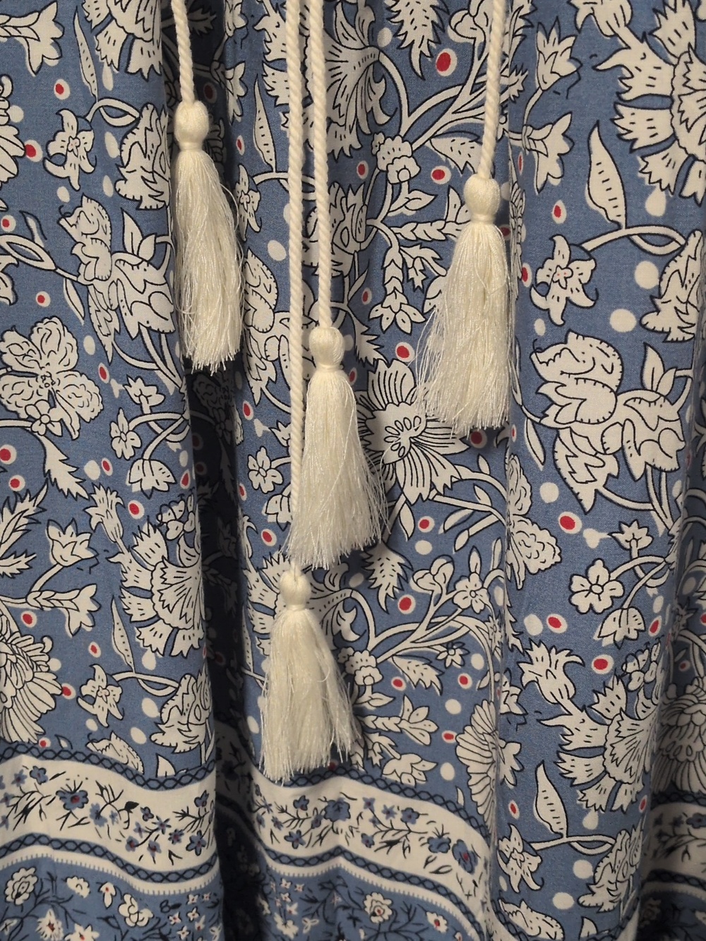 Blue Floral Midi Dress with Tassel Tie - Picture 13 of 15